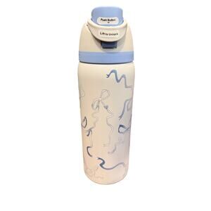 Owala Freesip stainless water bottle tied and true blue bows